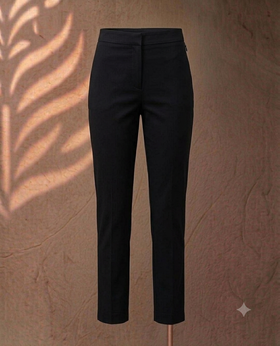 Black Cotton Cigarette Pants